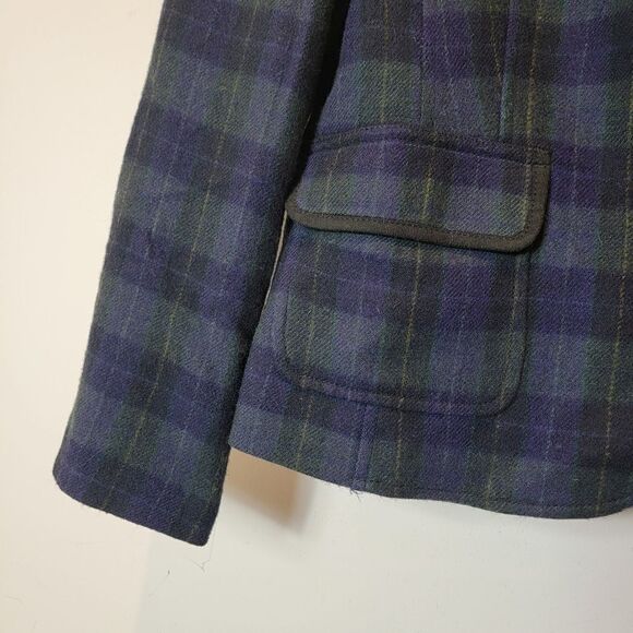 Liz Claiborne Vintage Green Tartan Plaid Dark Academia Blazer Size Small - Picture 4 of 10